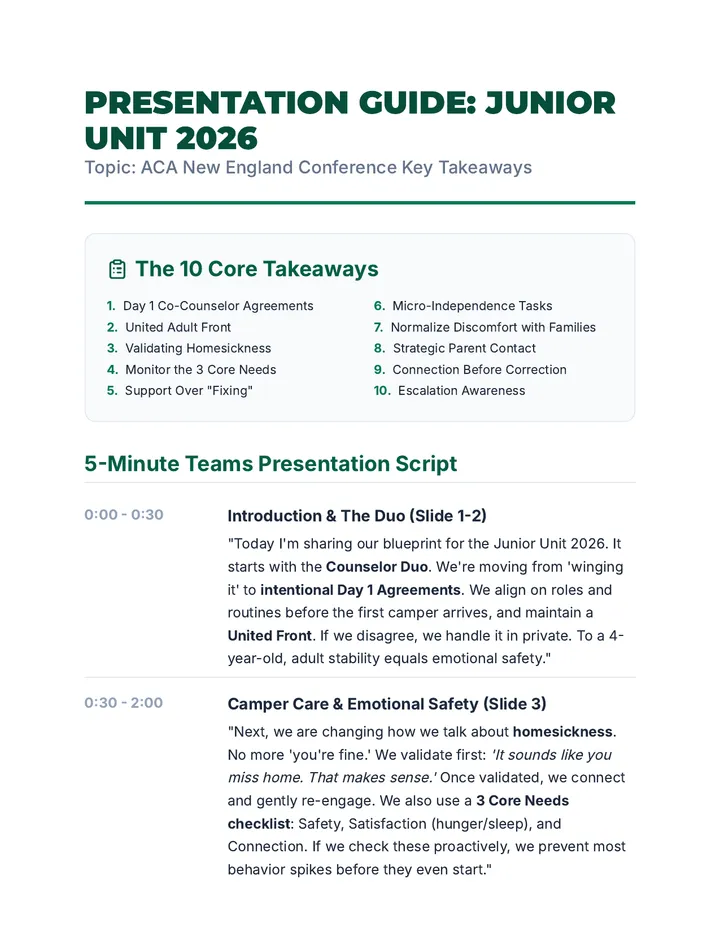 Junior Unit Blueprint Presentation Guide