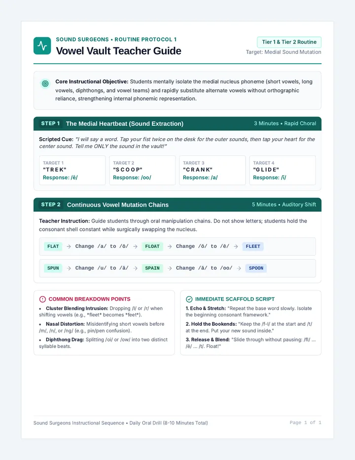 Vowel Vault Teacher Guide