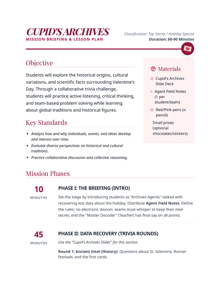 Archives Briefing Lesson Plan