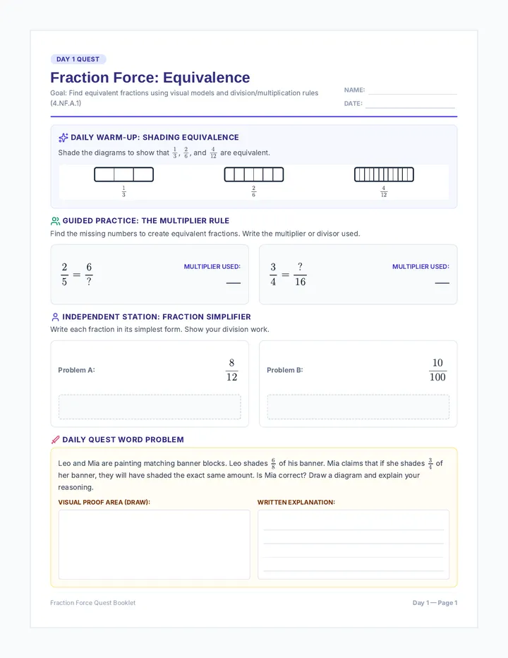 Fraction Force Student Booklet