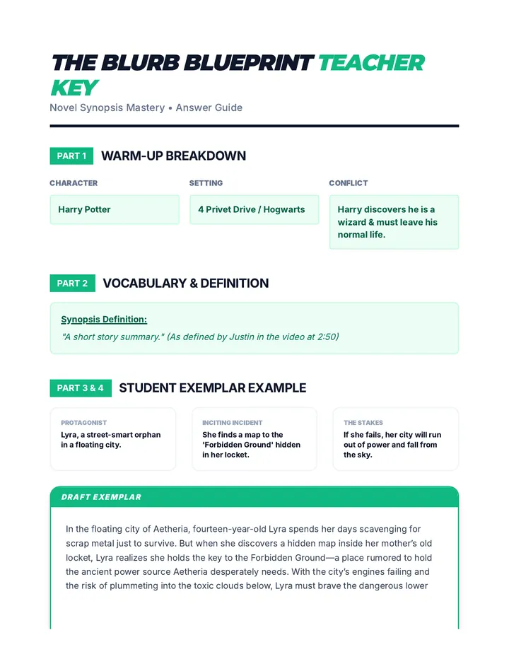 Blurb Blueprint Teacher Key