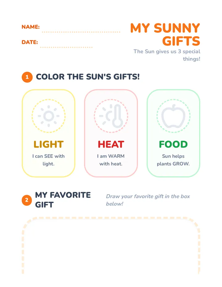 My Sunny Gifts Worksheet
