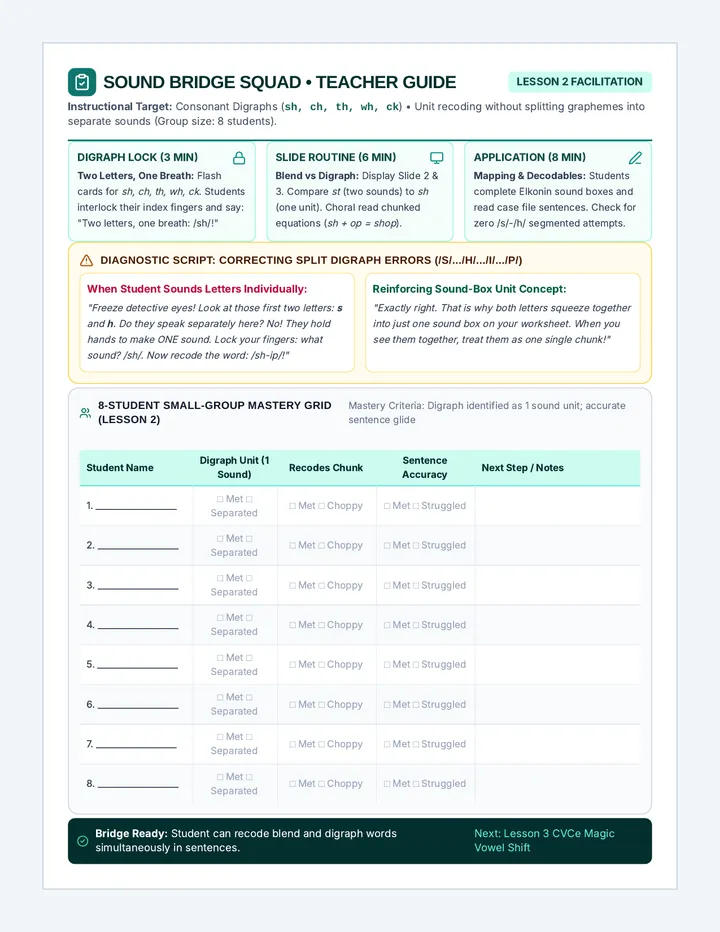 Digraph Detective Teacher Guide