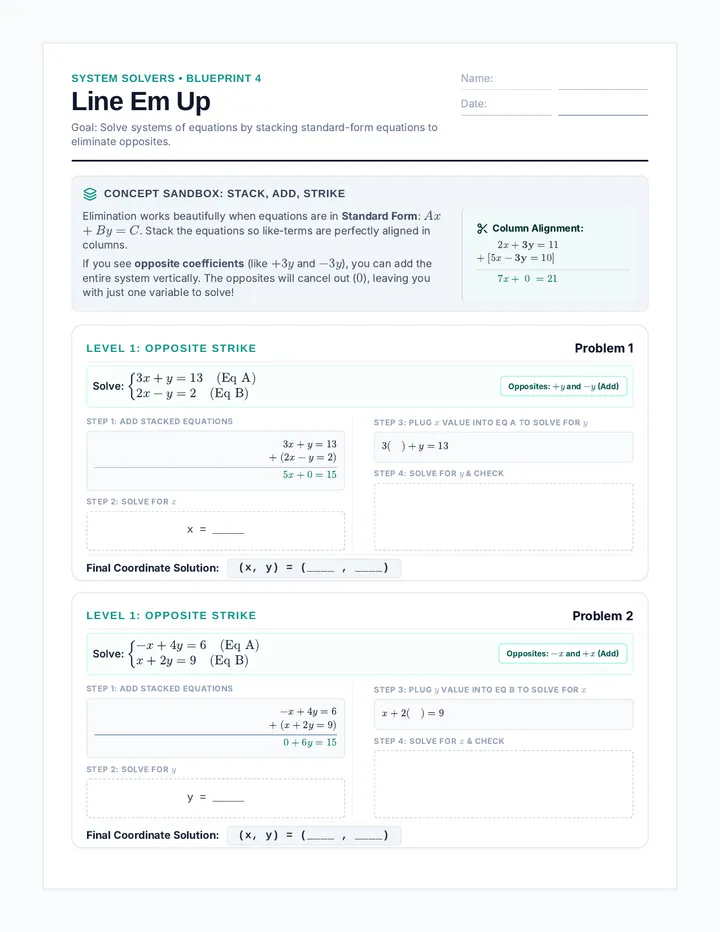 Line Em Up Worksheet