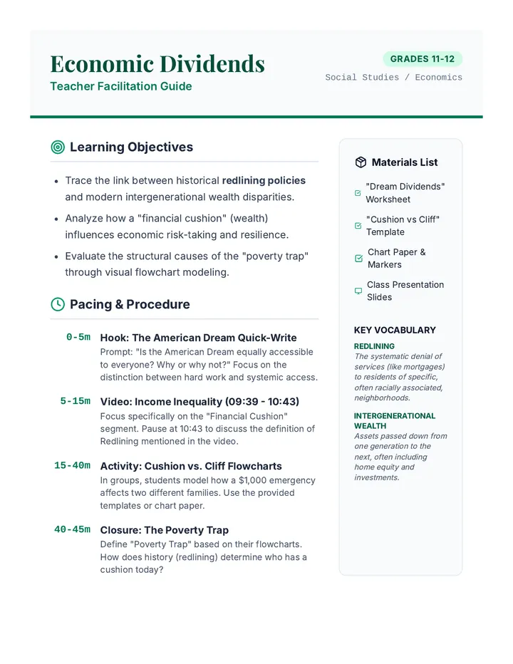 Economic Dividends Teacher Guide