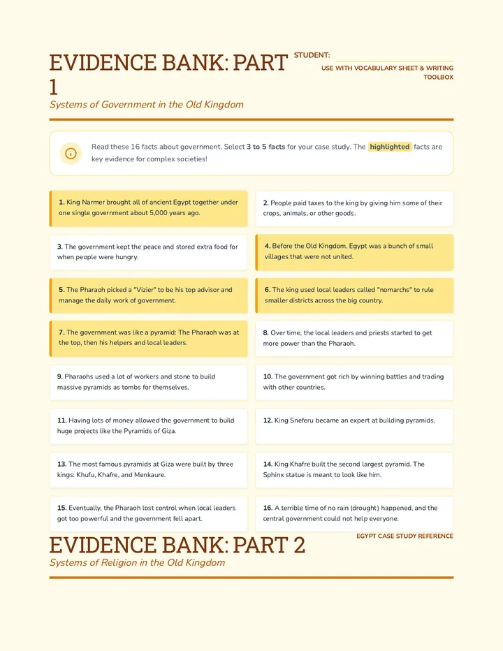 Evidence Bank Handout