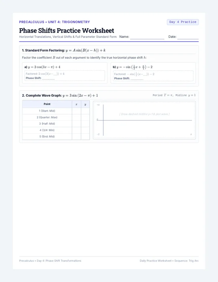 Phase Shifts Practice Worksheet