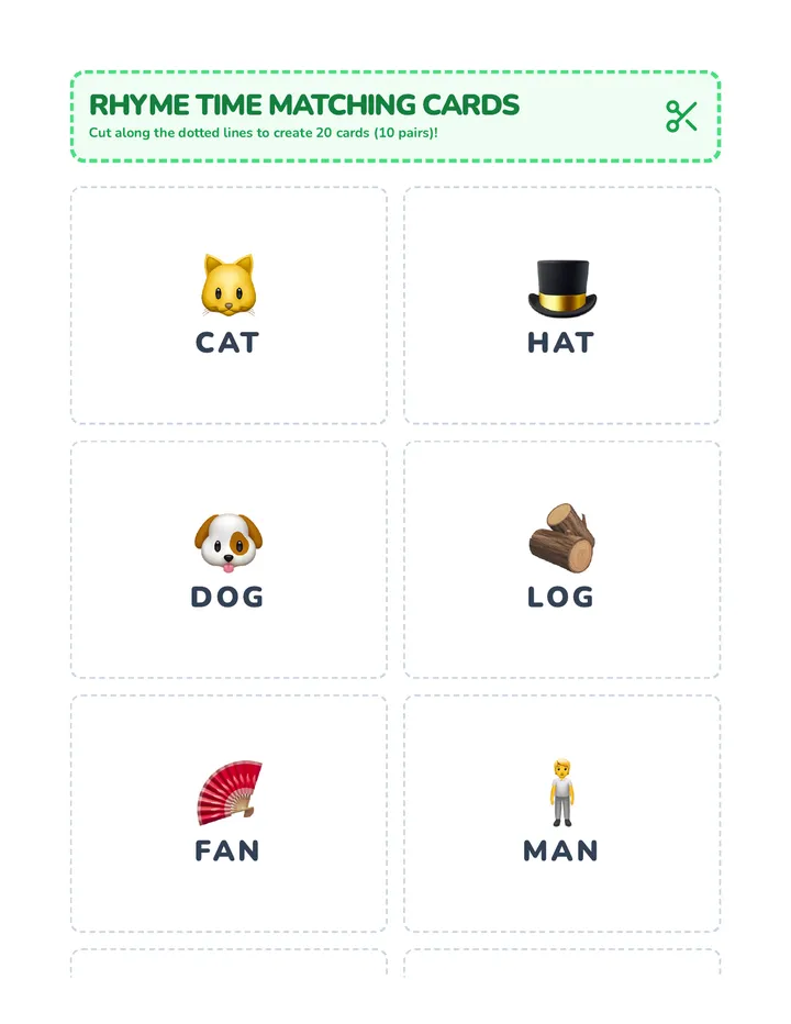 Rhyme Matching Cards Activity