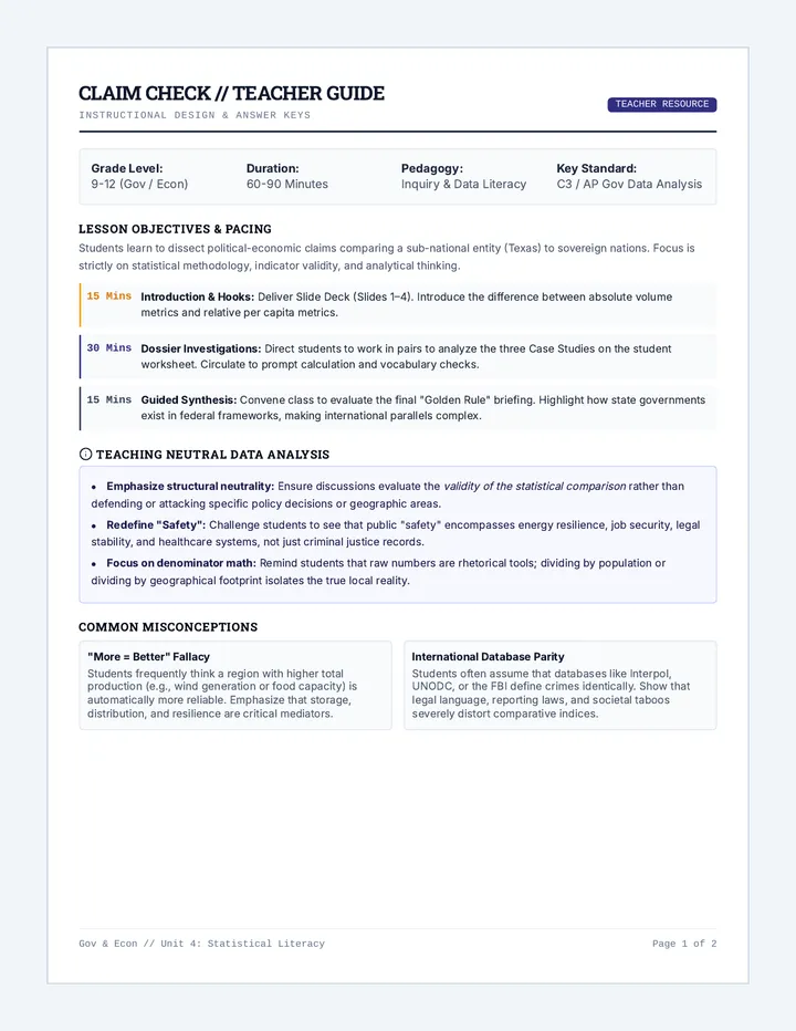 Claim Check Teacher Guide