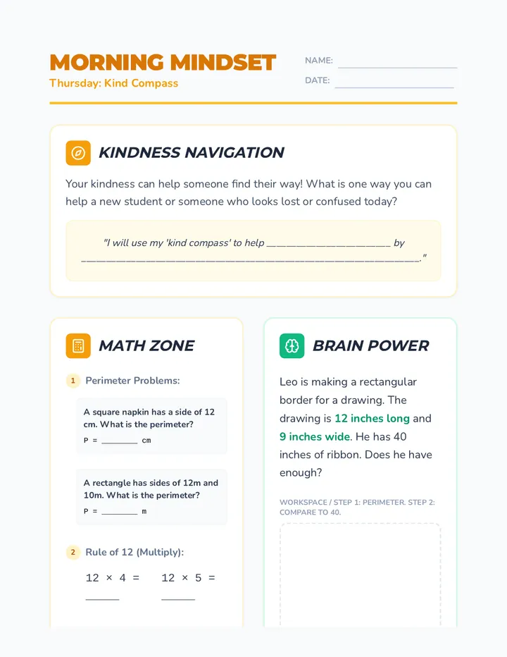 Thursday Month 3 Week 3 Worksheet
