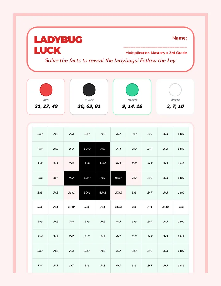 Ladybug Luck Color by Number master