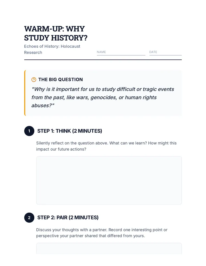 Warm-Up Activity Sheet
