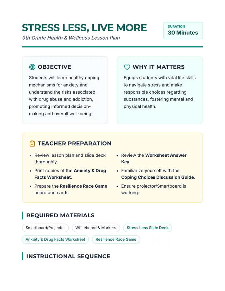 Stress Less Lesson Plan