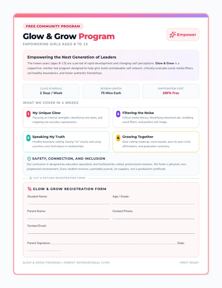 Glow Parent Flyer