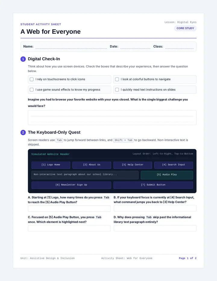 Web For Everyone Worksheet