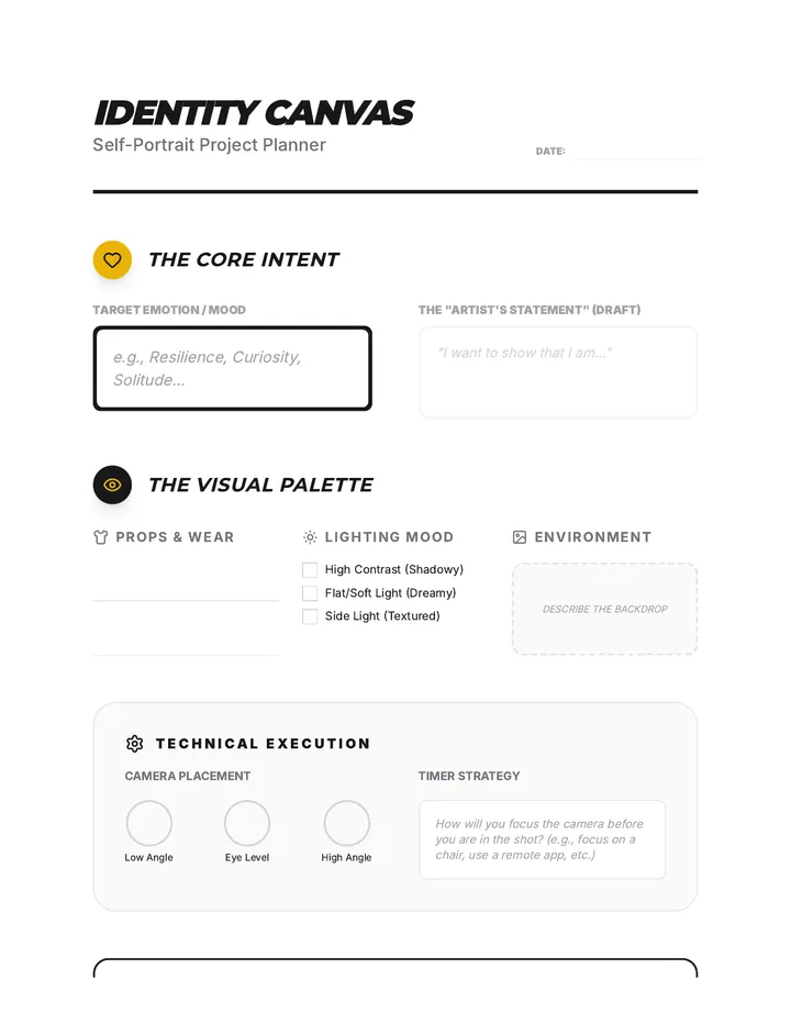 Self-Portrait Planning Sheet