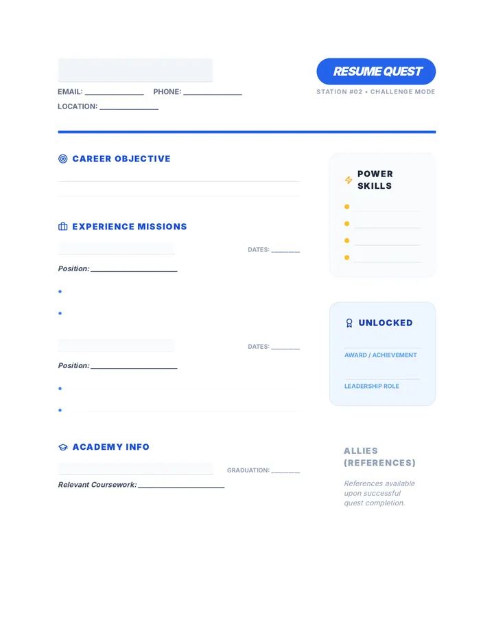 Resume Quest Template