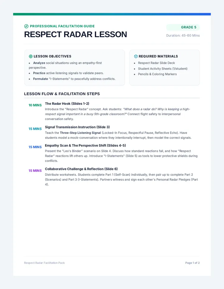 Respect Radar Teacher Guide