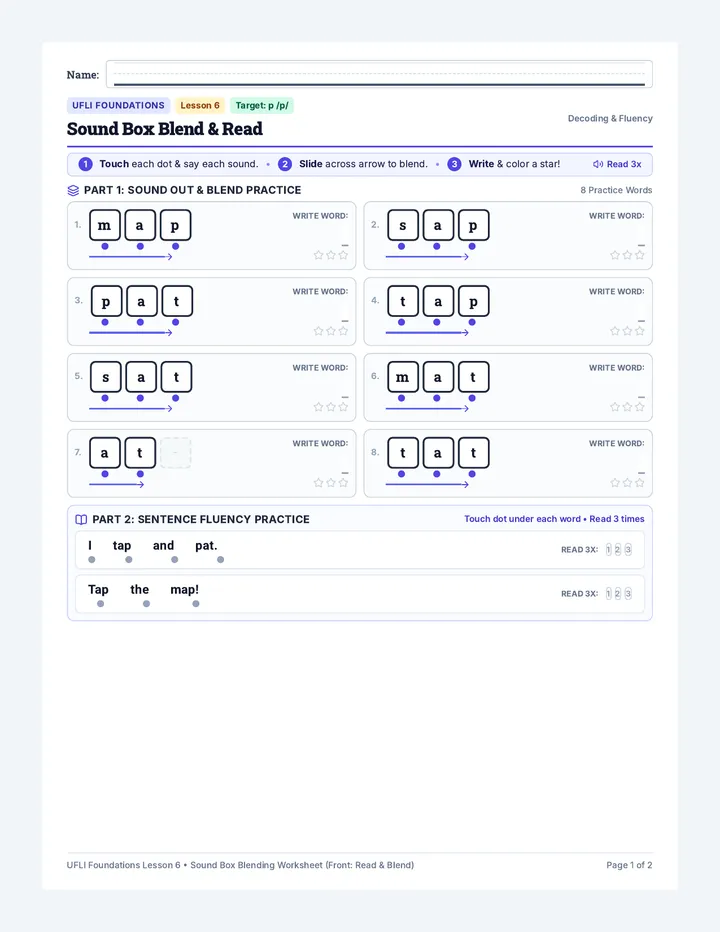 Letter P Blending Worksheet