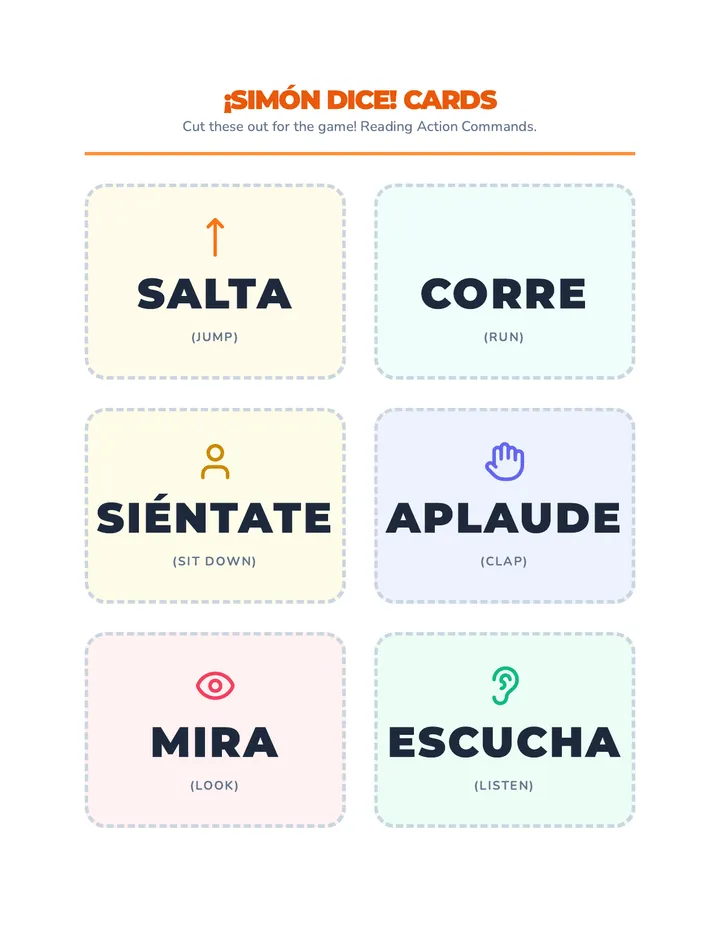 Simón Dice Action Cards