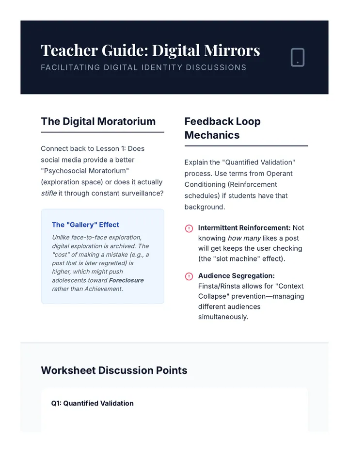 Digital Mirrors Teacher Guide