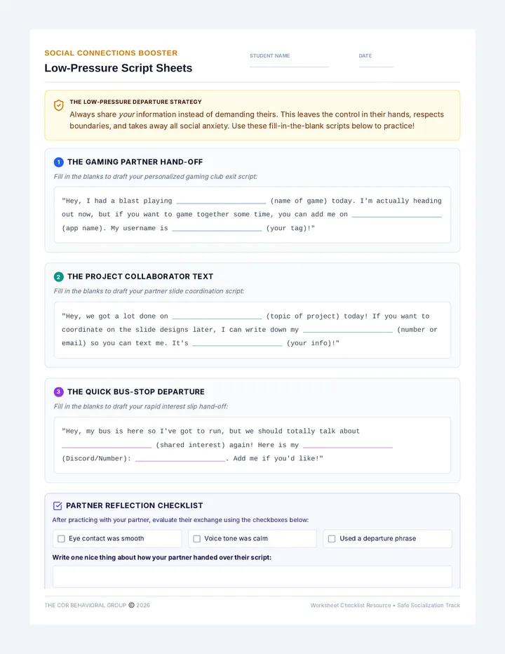 Exchanging Numbers Script Sheet