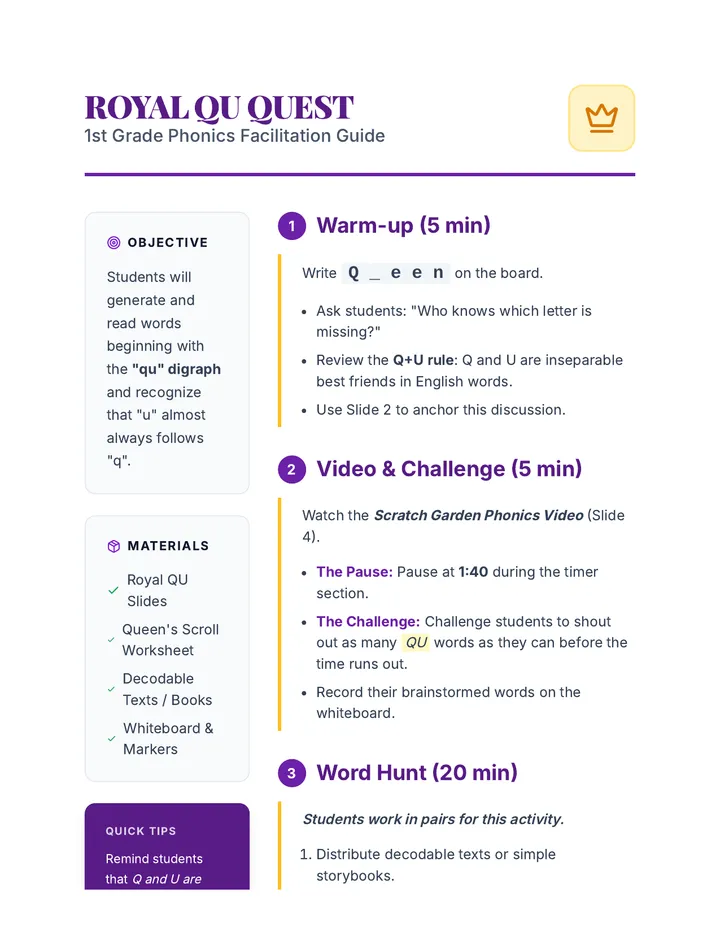 Royal QU Teacher Guide
