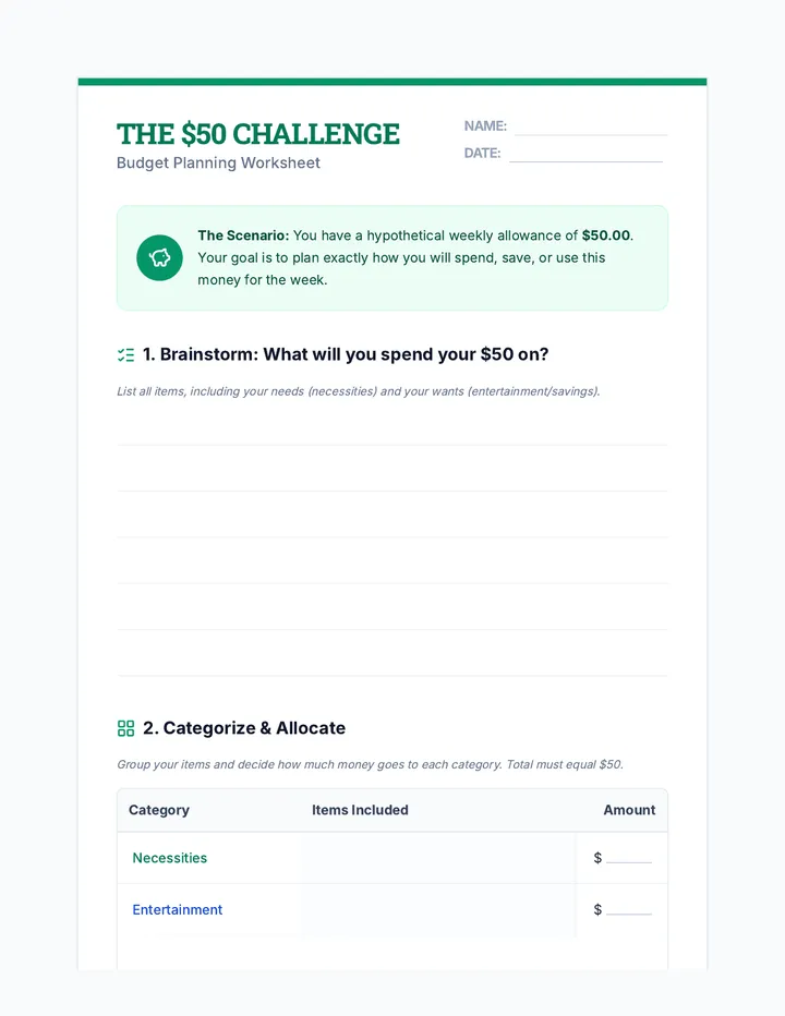 Budget Worksheet