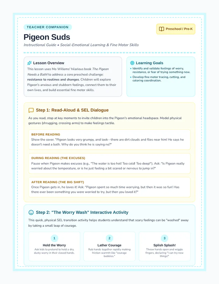 Pigeon Suds Teacher Guide