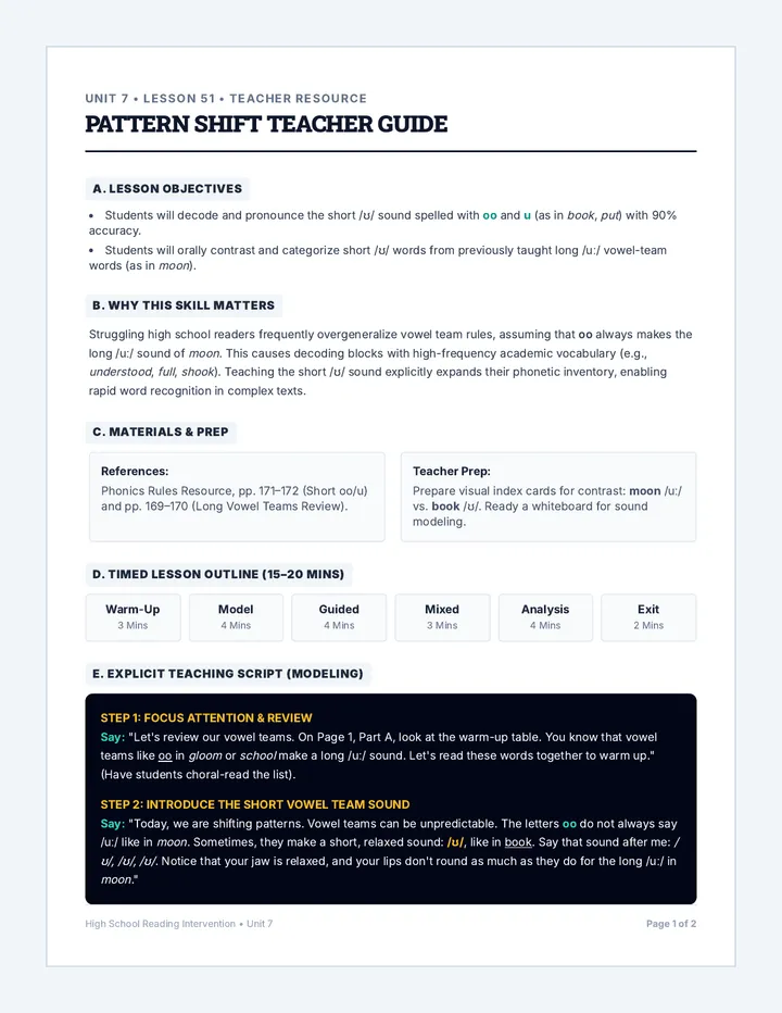 Pattern Shift Teacher Guide
