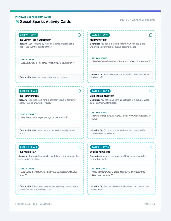 Social Sparks Activity Cards