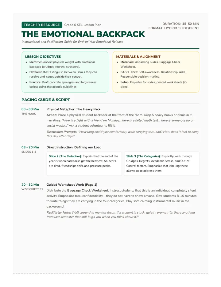 Unpacking Lesson The Emotional Backpack • Lesson • Lenny.com