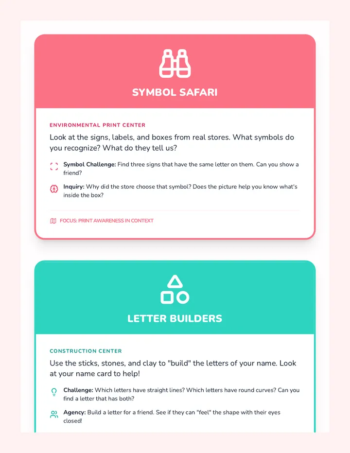 Symbol Seekers Center Cards