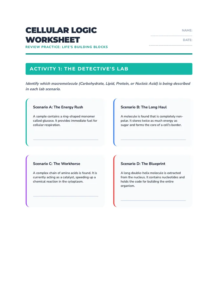 Cellular Logic Worksheet