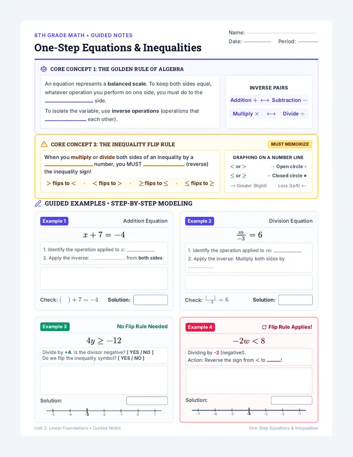 One Step Guided Notes