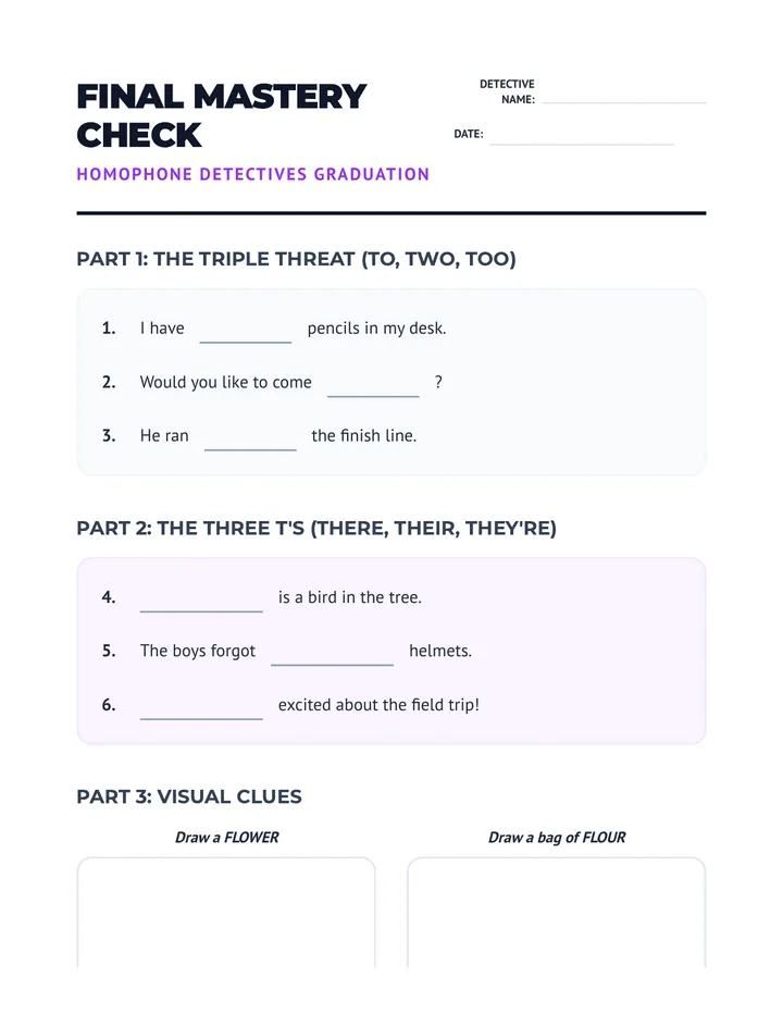 Homophone Mastery Check