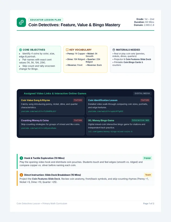 Coin Detectives Lesson Plan