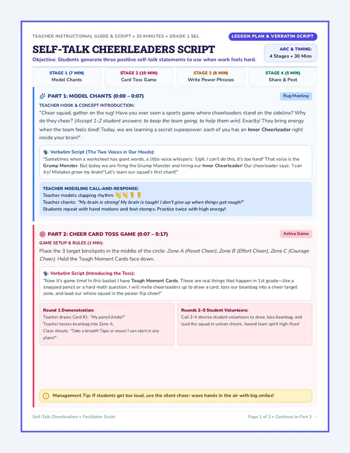 Cheerleaders Teacher Script
