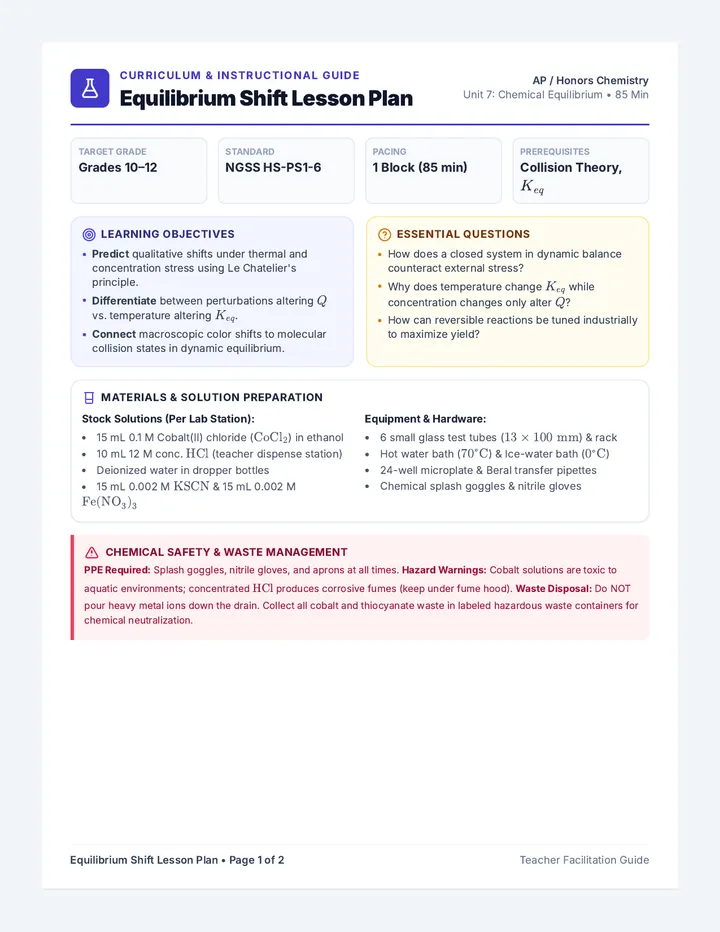 Equilibrium Shift Lesson Plan