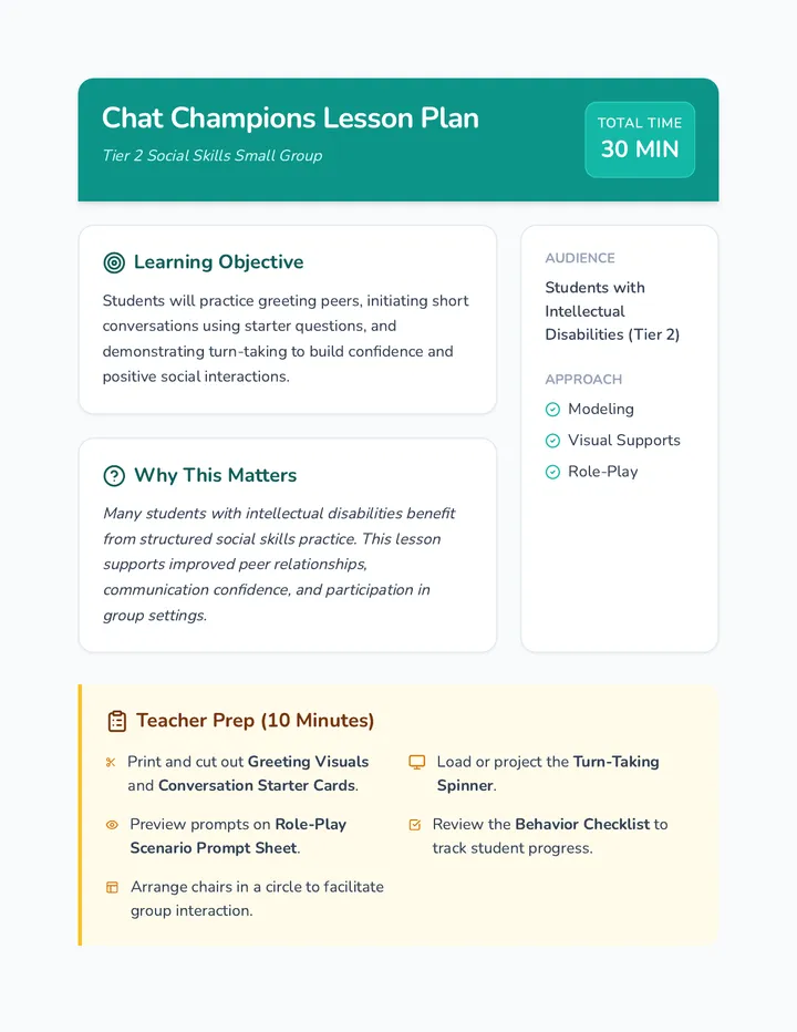 Chat Champions Lesson Plan