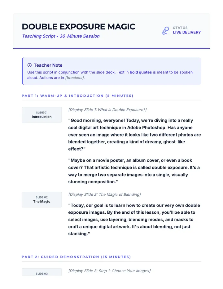 Double Exposure Teaching Script