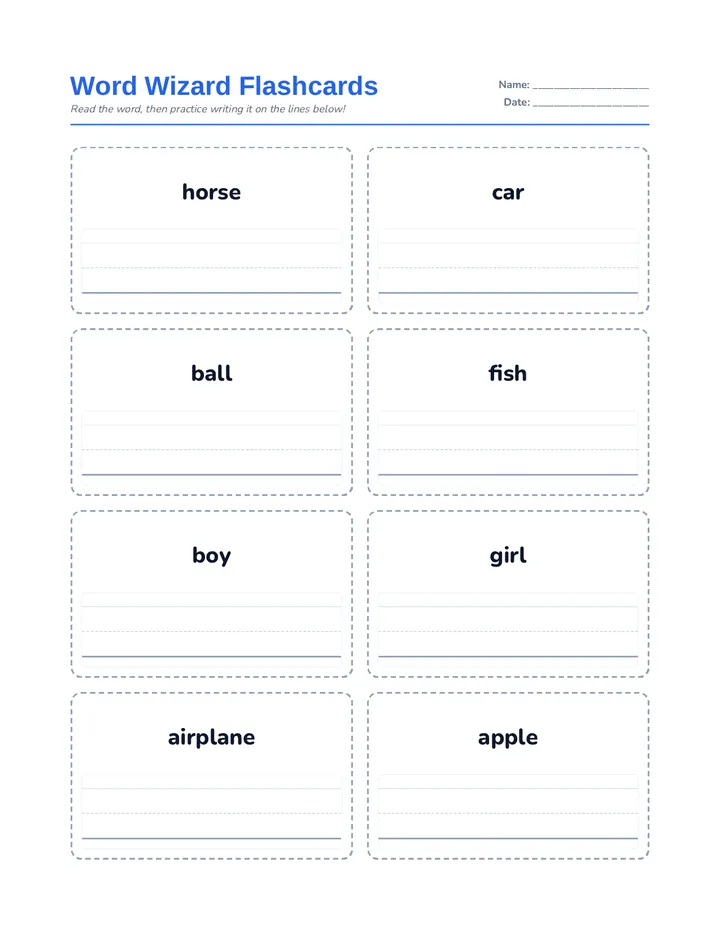 Word Wizard Flashcards Text Only