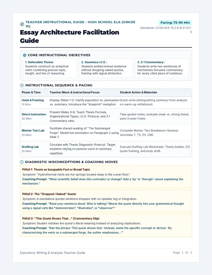 Essay Architecture Teacher Guide