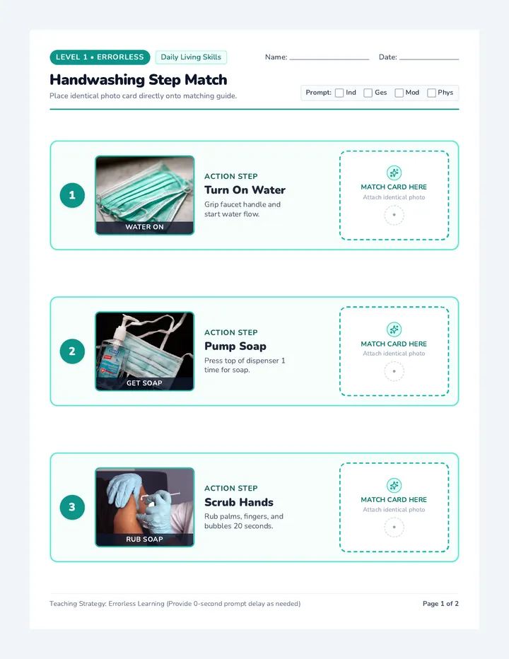 Clean Hands Matching Activity