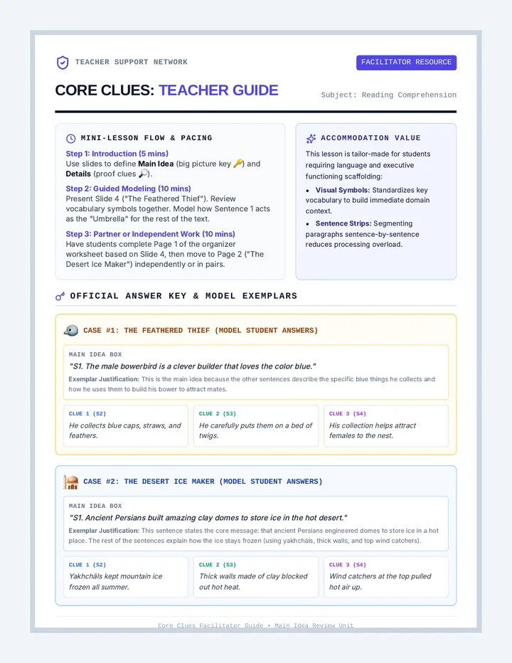 Core Clues Teacher Guide