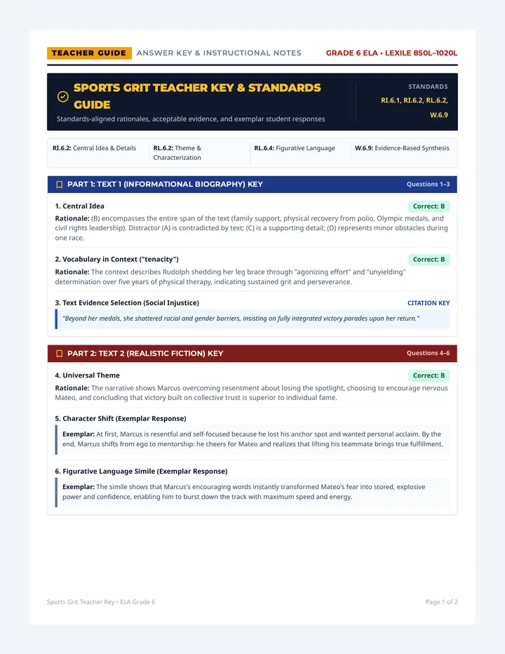 Sports Grit Teacher Key