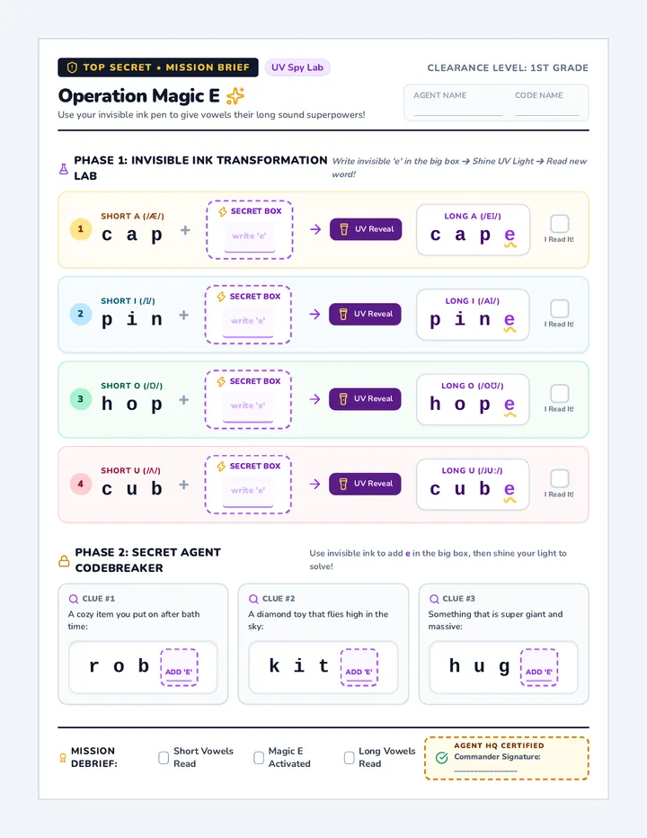 Spy Word Decoder Worksheet