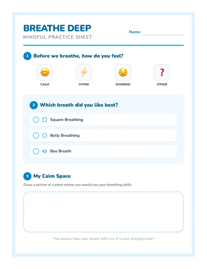 Breathe Deep Worksheet