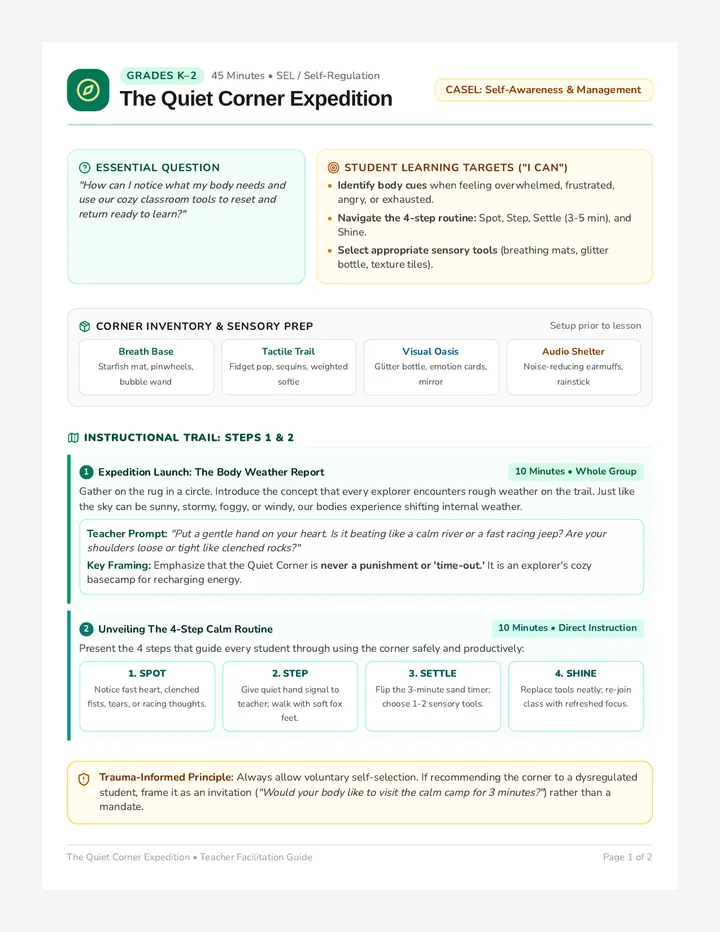 Calm Expedition Lesson Plan