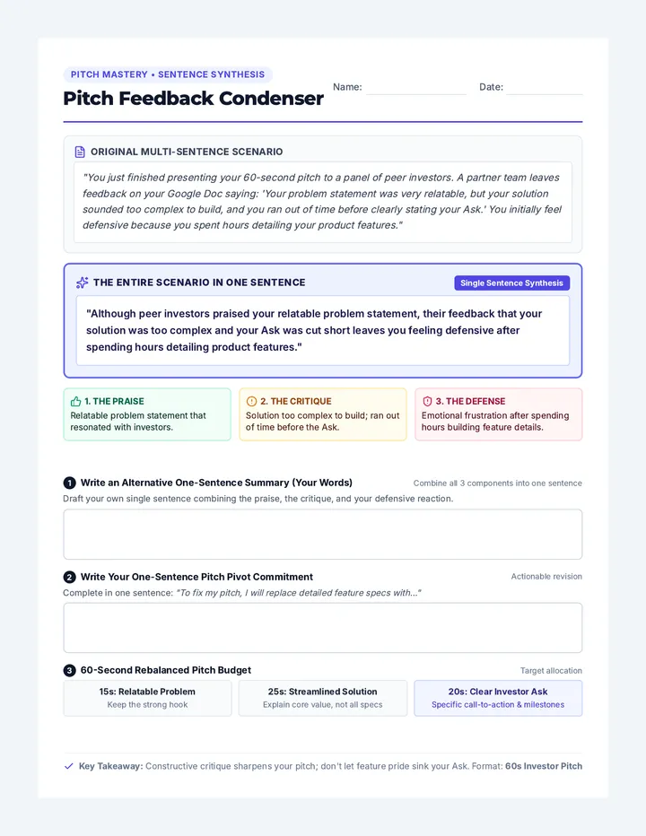 Pitch Feedback Condenser Worksheet